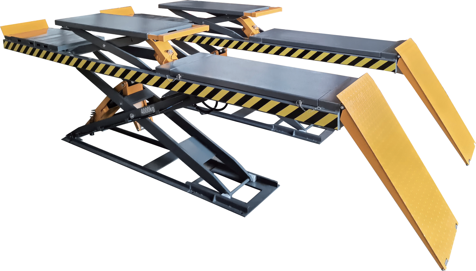 Elevador de coches tipo tijera ultradelgado principal-auxiliar DL-4.0CBD